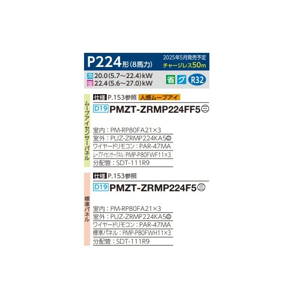 画像2: 三菱 PMZT-ZRMP224F5 業務用エアコン 1方向天井カセット スリムZR 同時トリプル P224形 8馬力 三相 200V ワイヤード ♪∀ (2)