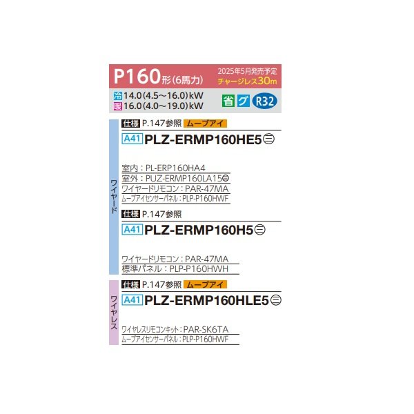 画像2: 三菱 PLZ-ERMP160HE5 業務用エアコン 4方向天井カセット i-スクエアタイプ スリムER 標準シングル P160形 6馬力 三相 200V ワイヤード ♪∀ (2)