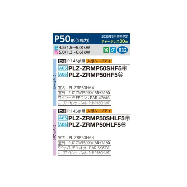 画像2: 三菱 PLZ-ZRMP50HLF5 業務用エアコン 4方向天井カセット i-スクエアタイプ スリムZR 標準シングル P50形 2馬力 三相 200V ワイヤレス ♪∀ (2)