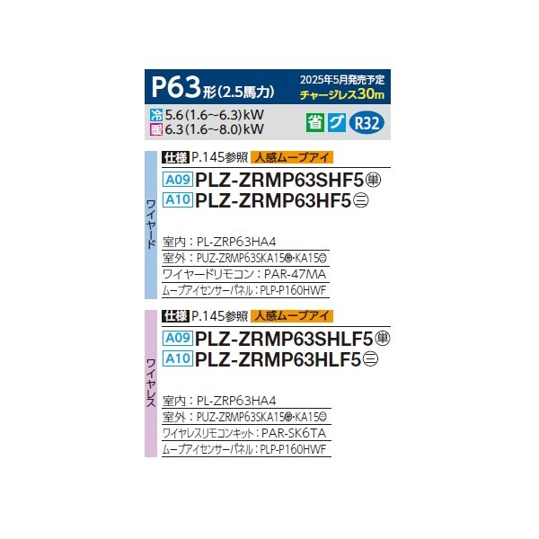画像2: 三菱 PLZ-ZRMP63HF5 業務用エアコン 4方向天井カセット i-スクエアタイプ スリムZR 標準シングル P63形 2.5馬力 三相 200V ワイヤード ♪∀ (2)