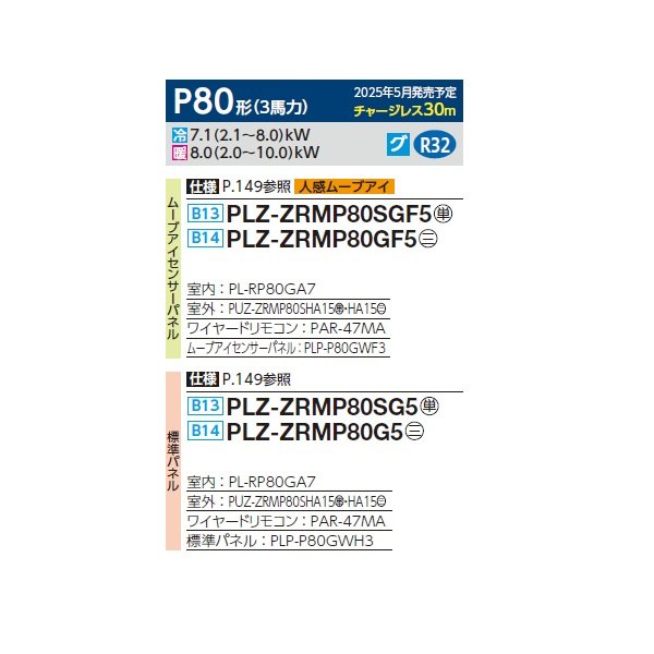 画像2: 三菱 PLZ-ZRMP80G5 業務用エアコン 4方向天井カセット コンパクトタイプ スリムZR 標準シングル P80形 3馬力 三相 200V ワイヤード ♪∀ (2)