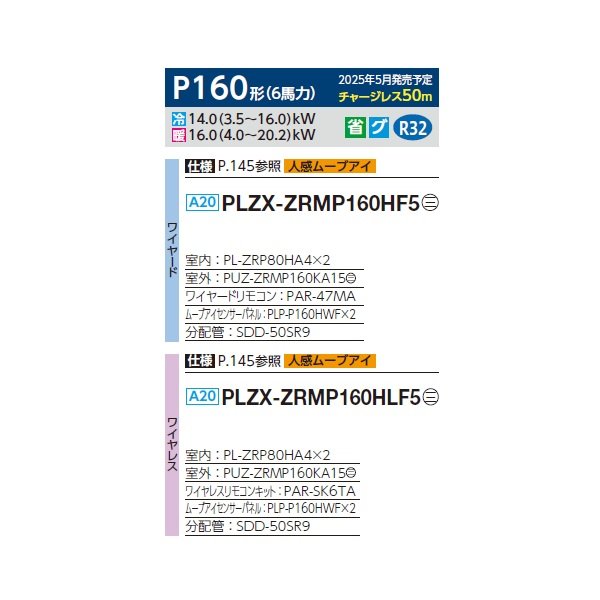 画像2: 三菱 PLZX-ZRMP160HF5 業務用エアコン 4方向天井カセット i-スクエアタイプ スリムZR 同時ツイン P160形 6馬力 三相 200V ワイヤード ♪∀ (2)