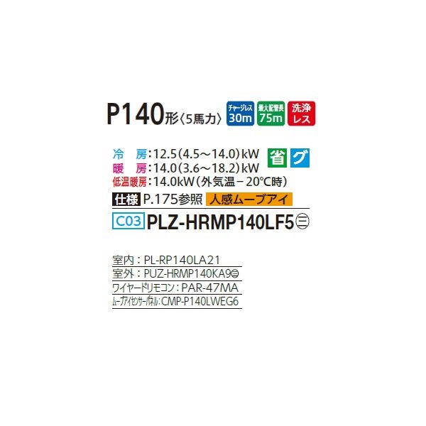 画像2: 三菱 PLZ-HRMP140LF5 業務用エアコン 2方向天井カセット ズバ暖スリム Hシリーズ 標準シングル P140形 5馬力 三相 200V ワイヤード ♪ (2)