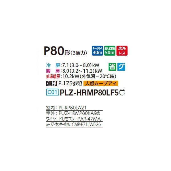 画像2: 三菱 PLZ-HRMP80LF5 業務用エアコン 2方向天井カセット ズバ暖スリム Hシリーズ 標準シングル P80形 3馬力 三相 200V ワイヤード ♪ (2)
