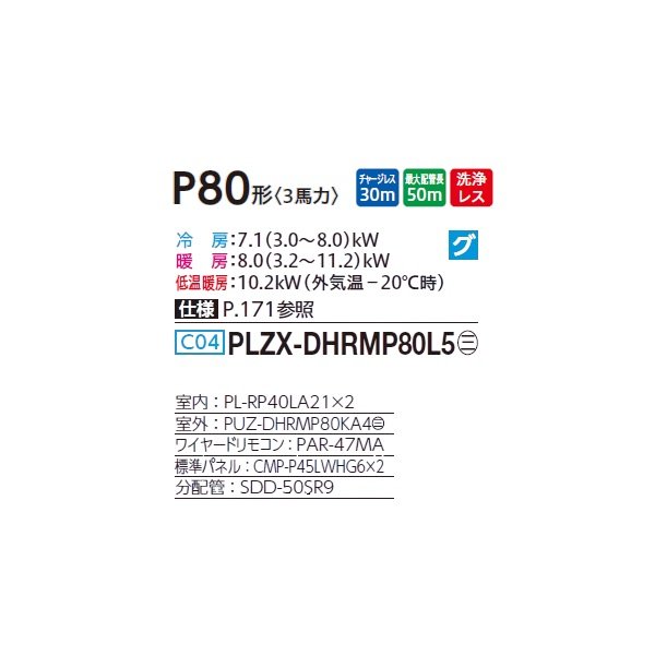 画像2: 三菱 PLZX-DHRMP80L5 業務用エアコン 2方向天井カセット ズバ暖スリム DHシリーズ 同時ツイン P80形 3馬力 三相 200V ワイヤード ♪ (2)