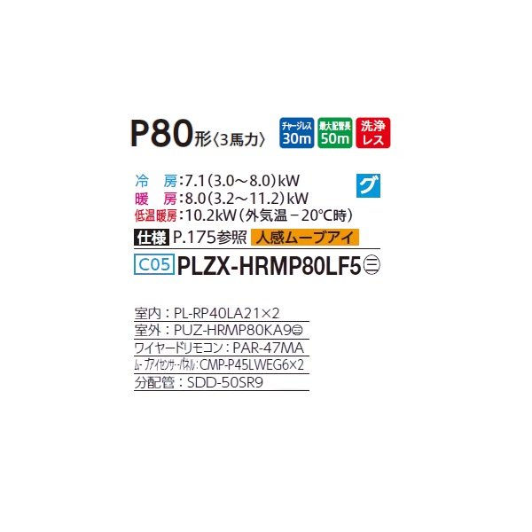 画像2: 三菱 PLZX-HRMP80LF5 業務用エアコン 2方向天井カセット ズバ暖スリム Hシリーズ 同時ツイン P80形 3馬力 三相 200V ワイヤード ♪ (2)