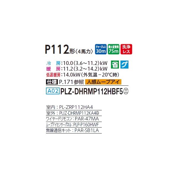 画像2: 三菱 PLZ-DHRMP112HBF5 業務用エアコン 4方向天井カセット i-スクエアタイプ ズバ暖スリム DHシリーズ 標準シングル P112形 4馬力 三相 200V ワイヤード ♪ (2)