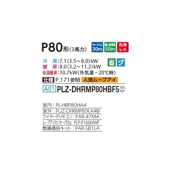 画像2: 三菱 PLZ-DHRMP80HBF5 業務用エアコン 4方向天井カセット i-スクエアタイプ ズバ暖スリム DHシリーズ 標準シングル P80形 3馬力 三相 200V ワイヤード ♪ (2)