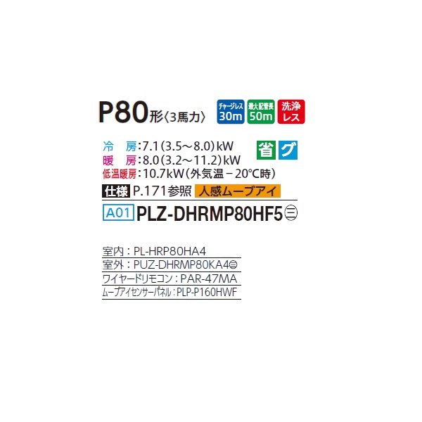 画像2: 三菱 PLZ-DHRMP80HF5 業務用エアコン 4方向天井カセット i-スクエアタイプ ズバ暖スリム DHシリーズ 標準シングル P80形 3馬力 三相 200V ワイヤード ♪ (2)