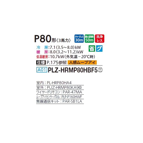 画像2: 三菱 PLZ-HRMP80HBF5 業務用エアコン 4方向天井カセット i-スクエアタイプ ズバ暖スリム Hシリーズ 標準シングル P80形 3馬力 三相 200V ワイヤード ♪ (2)