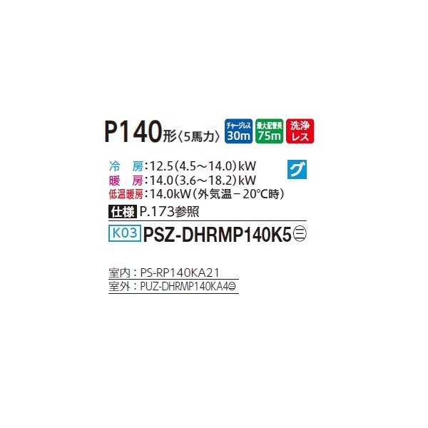 画像2: 三菱 PSZ-DHRMP140K5 業務用エアコン 床置 ズバ暖スリム DHシリーズ 標準シングル P140形 5馬力 三相 200V ♪ (2)