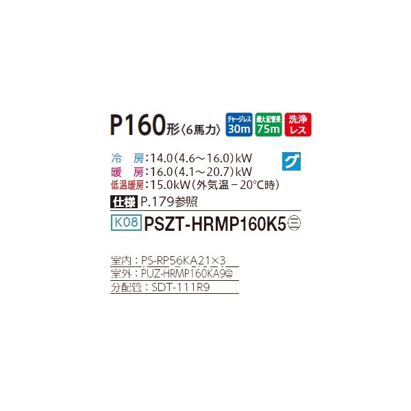 画像2: 三菱 PSZT-HRMP160K5 業務用エアコン 床置 ズバ暖スリム Hシリーズ 同時トリプル P160形 6馬力 三相 200V ♪ (2)