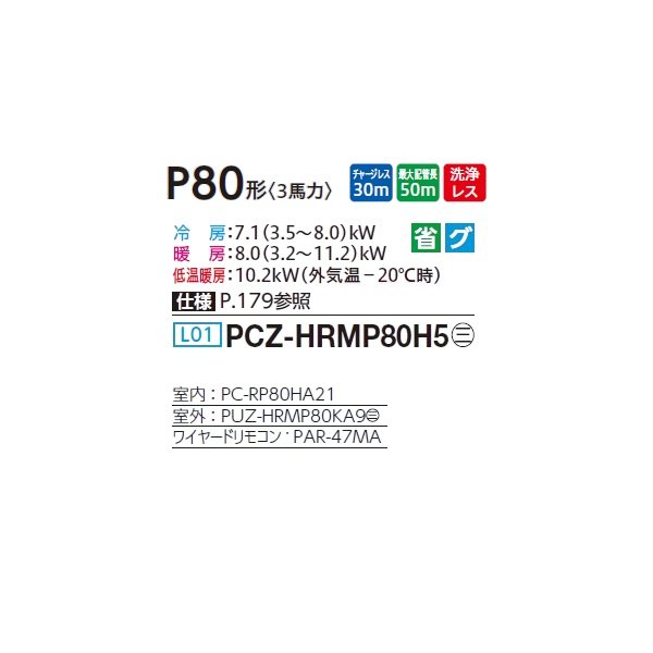 画像2: 三菱 PCZ-HRMP80H5 業務用エアコン 厨房用天吊 ズバ暖スリム Hシリーズ 標準シングル P80形 3馬力 三相 200V ワイヤード ♪ (2)