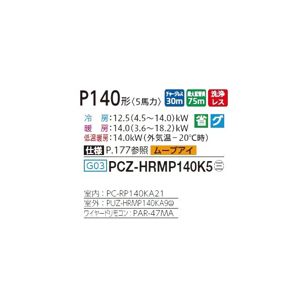 画像2: 三菱 PCZ-HRMP140K5 業務用エアコン 天吊 ズバ暖スリム Hシリーズ 標準シングル P140形 5馬力 三相 200V ワイヤード ♪ (2)