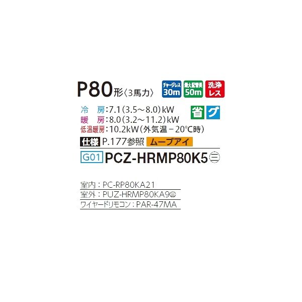 画像2: 三菱 PCZ-HRMP80K5 業務用エアコン 天吊 ズバ暖スリム Hシリーズ 標準シングル P80形 3馬力 三相 200V ワイヤード ♪ (2)