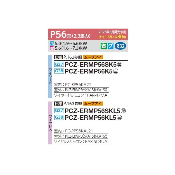 画像2: 三菱 PCZ-ERMP56KL5 業務用エアコン 天吊 スリムER 標準シングル P56形 2.3馬力 三相 200V ワイヤレス ♪∀ (2)