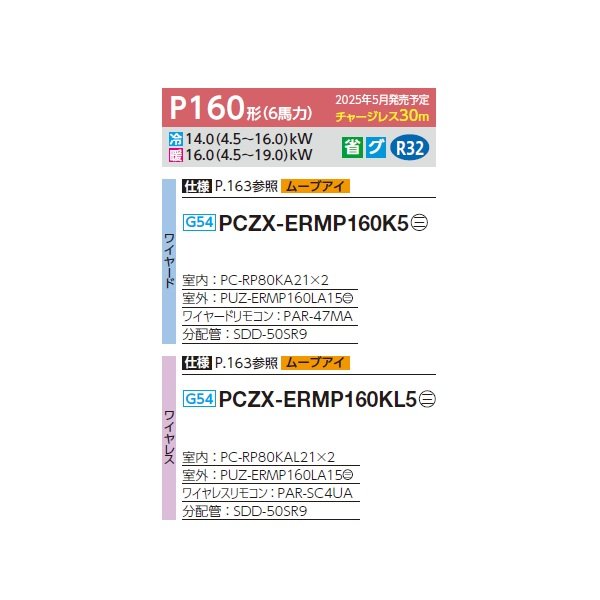 画像2: 三菱 PCZX-ERMP160K5 業務用エアコン 天吊 スリムER 同時ツイン P160形 6馬力 三相 200V ワイヤード ♪∀ (2)