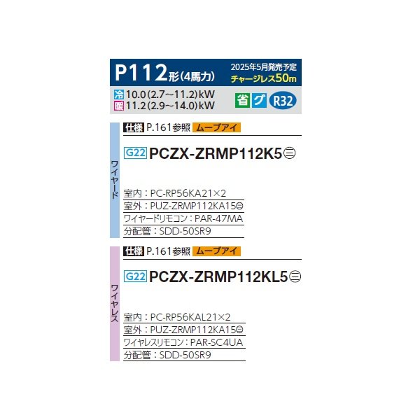 画像2: 三菱 PCZX-ZRMP112KL5 業務用エアコン 天吊 スリムZR 同時ツイン P112形 4馬力 三相 200V ワイヤレス ♪∀ (2)