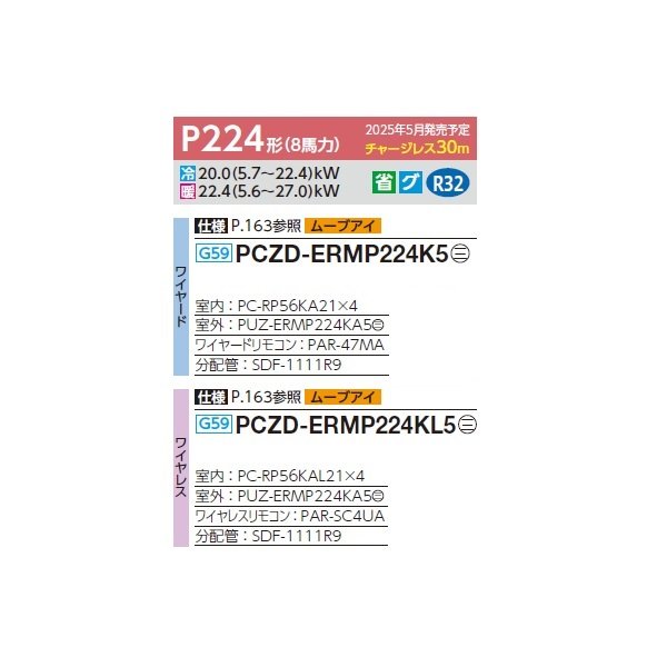 画像2: 三菱 PCZD-ERMP224K5 業務用エアコン 天吊 スリムER 同時フォー P224形 8馬力 三相 200V ワイヤード ♪∀ (2)
