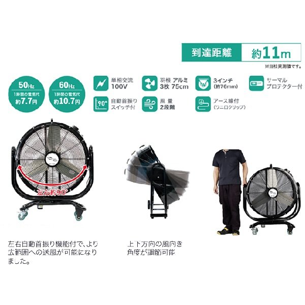 画像2: ナカトミ BF-75ZS 75cm首振りビッグファン 単相100V 全閉式モーター♪ (2)