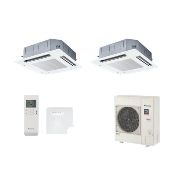 画像1: パナソニック [PA-P80U7GDNBX＋分岐管] 業務用エアコン 4方向天井カセット形 標準(ワイヤレス) 同時ツイン P80 形3.0馬力 三相200V ♪ (1)
