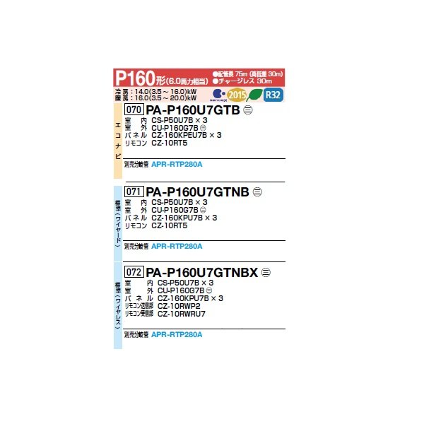画像2: パナソニック [PA-P160U7GTNBX＋分岐管] 業務用エアコン 4方向天井カセット形 標準(ワイヤレス) 同時トリプル P160 形6.0馬力 三相200V ♪ (2)