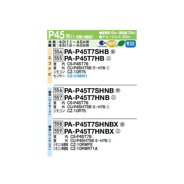 画像2: パナソニック PA-P45T7SHNBX 業務用エアコン 天井吊形 XEPHY Eco 標準(ワイヤレス) シングル P45 形1.8馬力 単相200V ♪ (2)