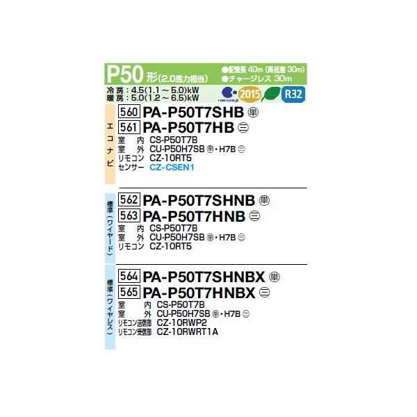 画像2: パナソニック PA-P50T7SHNBX 業務用エアコン 天井吊形 XEPHY Eco 標準(ワイヤレス) シングル P50 形2.0馬力 単相200V ♪ (2)