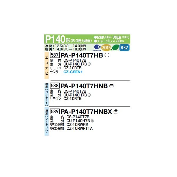 画像2: パナソニック PA-P140T7HNBX 業務用エアコン 天井吊形 XEPHY Eco 標準(ワイヤレス) シングル P140 形5.0馬力 三相200V ♪ (2)