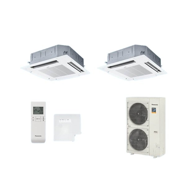 画像1: パナソニック [PA-P80U7KDNBX＋分岐管] 業務用エアコン 4方向天井カセット形 フル暖 XEPHY 標準(ワイヤレス) 同時ツイン P80形 3.0馬力 三相200V ♪ (1)