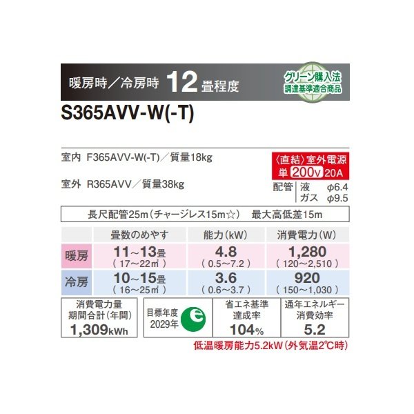 画像2: ダイキン S365AVV-T ハウジングエアコン 床置形 Vシリーズ 12畳程度 単相200V グレイッシュブラウン (S36ZVV-Tの後継品) ♪ (2)
