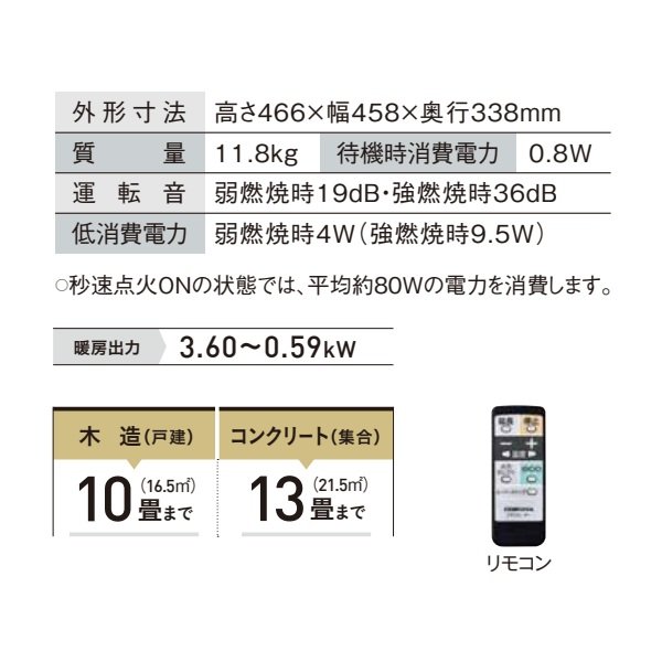 画像2: コロナ FH-CWZ36BYG(KG) 石油ファンヒーター WZシリーズ 木造10畳／コンクリート13畳 グランブラック (2)