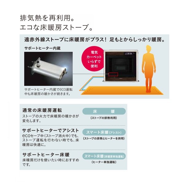 画像3: コロナ UH-FIR7025(TG) 床暖房内臓FF式石油暖房機 別置タンク式(別売) ガス化式 グランドブラウン フィルネオ 床暖 (3)