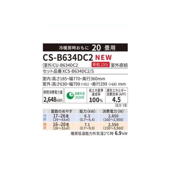 画像2: パナソニック [CS-B634DC2 + 化粧グリル] ハウジングエアコン 天井ビルトイン1方向 BCシリーズ エオリア ナノイーX 20畳程度 単相200V ♪ (2)