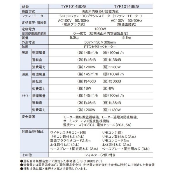 画像3: TOTO TYR1014BD 洗面所暖房機 AC100V 電源プラグ式 ワイヤレスリモコン(無線・赤外線式) (3)