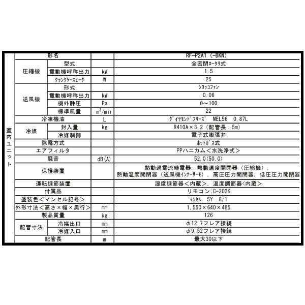 画像2: 三菱 RF-P2A1 産業用除湿機 室内ユニット 冷却機能付 床置形 2馬力 ユニットのみ ♪ (2)