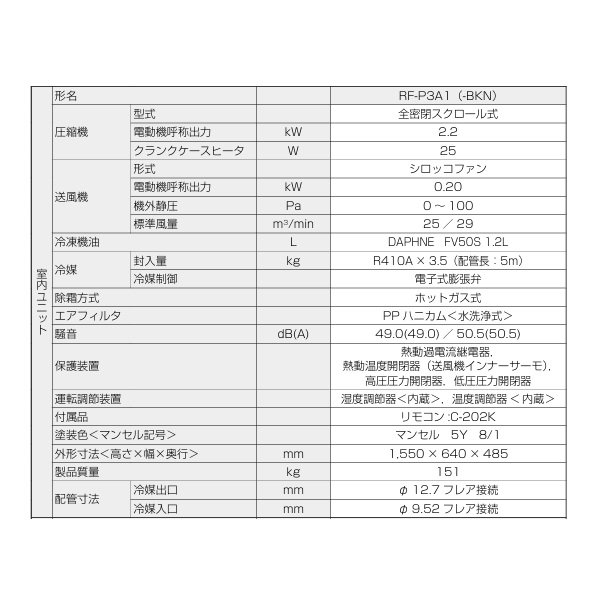 画像4: 三菱 RF-P3A1 産業用除湿機 室内ユニット 冷却機能付 床置形 3馬力 ユニットのみ ♪ (4)