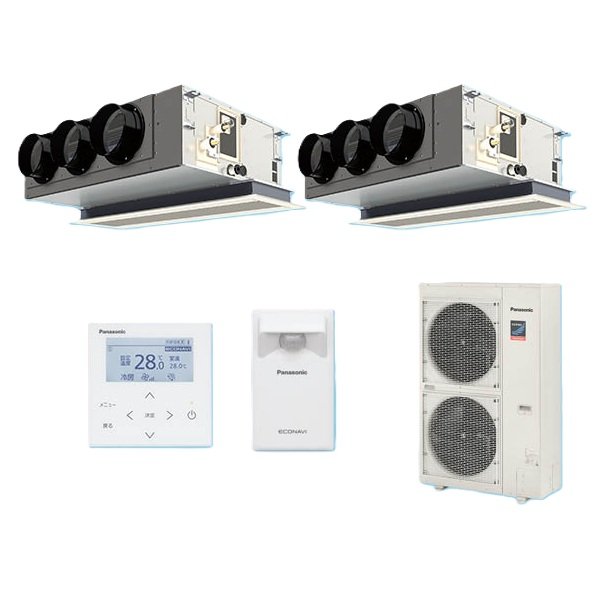 画像1: パナソニック 『PA-P140F7GDBC＋分岐管』 業務用エアコン 天井ビルトインカセット形 XEPHY Premium エコナビ 同時ツイン P140形 5.0馬力 三相200V ♪ (1)