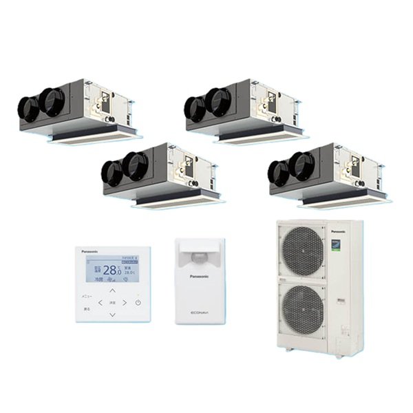 画像1: パナソニック 『PA-P224F7HVBC＋分岐管』 業務用エアコン 天井ビルトインカセット形 XEPHY Eco エコナビ 同時ダブルツイン P224形 8.0馬力 三相200V ♪ (1)