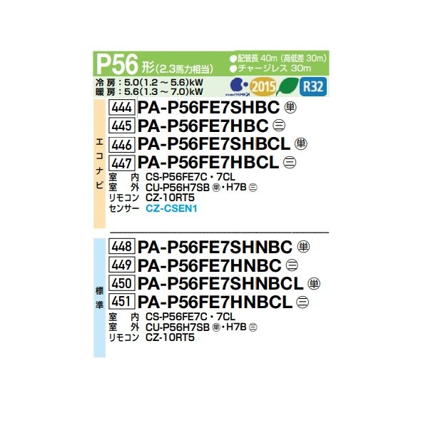 画像2: パナソニック PA-P56FE7SHNBC 業務用エアコン ビルトインオールダクト形 XEPHY Eco 標準 シングル P56形 2.3馬力 単相200V ♪ (2)