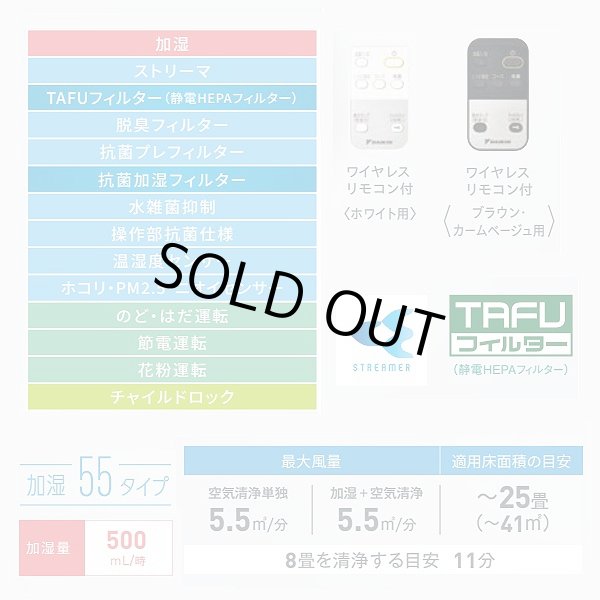 画像2: 『在庫あり』 ダイキン ACK555A-T 加湿ストリーマ空気清浄機 ブラウン 25畳 (ACK55Z-Tの後継品) ☆ (2)