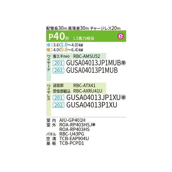 画像2: 日本キヤリア/旧東芝 GUSA04013P1XU 業務用エアコン 天井カセット 4方向 プラズマ空清 スーパーパワーエコゴールド シングル P40 1.5馬力 200V ワイヤレス ♪∀ (2)