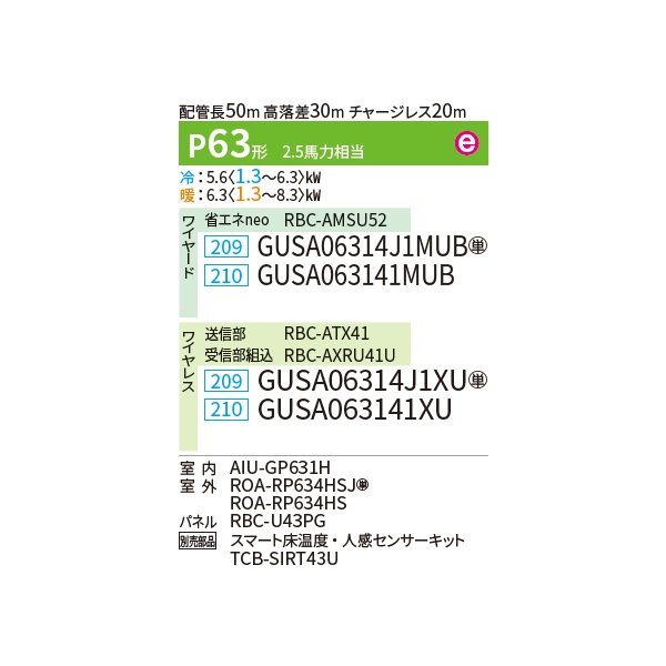 画像2: 日本キヤリア/旧東芝 GUSA06314J1MUB 業務用エアコン 天井カセット 4方向吹出し スーパーパワーエコゴールド シングル P63 2.5馬力 単相200V ワイヤード ♪∀ (2)
