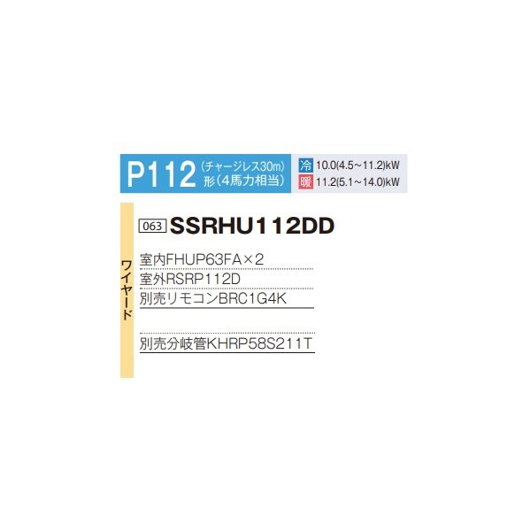 画像2: ダイキン 『SSRHU112DD+分岐管』 業務用エアコン 天井吊形 スタイリッシュフロー ツイン同時マルチ FIVESTARZEAS P112形 4馬力 三相 ワイヤード ♪ (2)