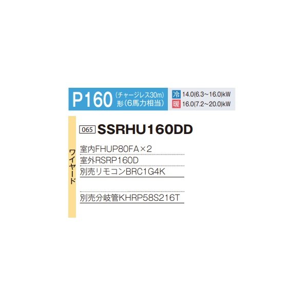 画像2: ダイキン 『SSRHU160DD+分岐管』 業務用エアコン 天井吊形 スタイリッシュフロー ツイン同時マルチ FIVESTARZEAS P160形 6馬力 三相 ワイヤード ♪ (2)