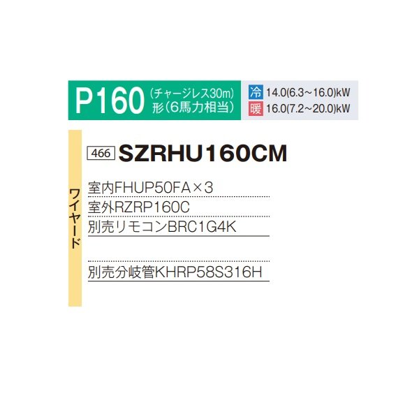 画像2: ダイキン 『SZRHU160CM+分岐管』 業務用エアコン 天井吊形 スタイリッシュフロー トリプル同時マルチ EcoZEAS P160形 6馬力 三相 ワイヤード ♪ (2)