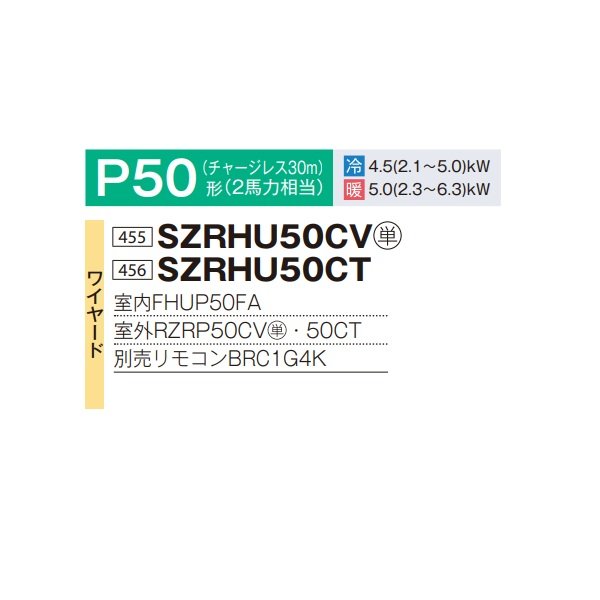 画像2: ダイキン SZRHU50CT 業務用エアコン 天井吊形 スタイリッシュフロー ペア EcoZEAS P50形 2馬力 三相 ワイヤード ♪ (2)