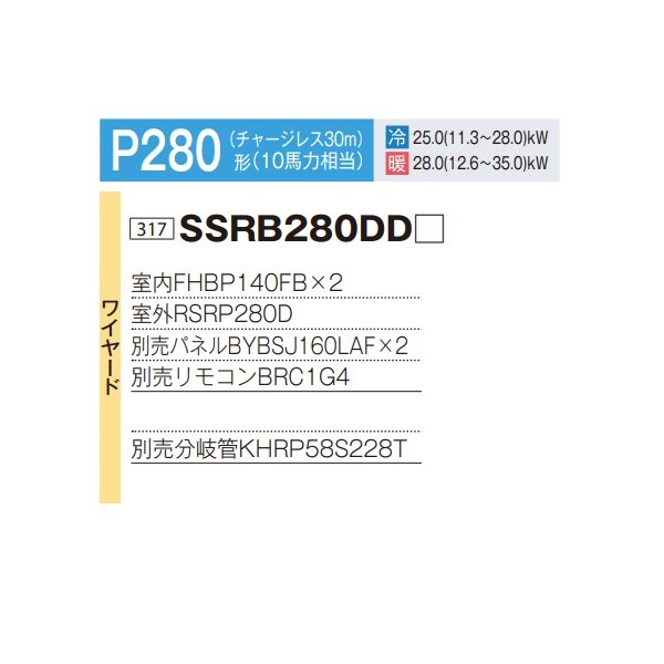 画像2: ダイキン 『SSRB280DD+分岐管』 業務用エアコン 天井埋込カセット形 ビルトインHi ツイン同時マルチ FIVESTARZEAS P280形 10馬力 三相 ワイヤード ♪ (2)