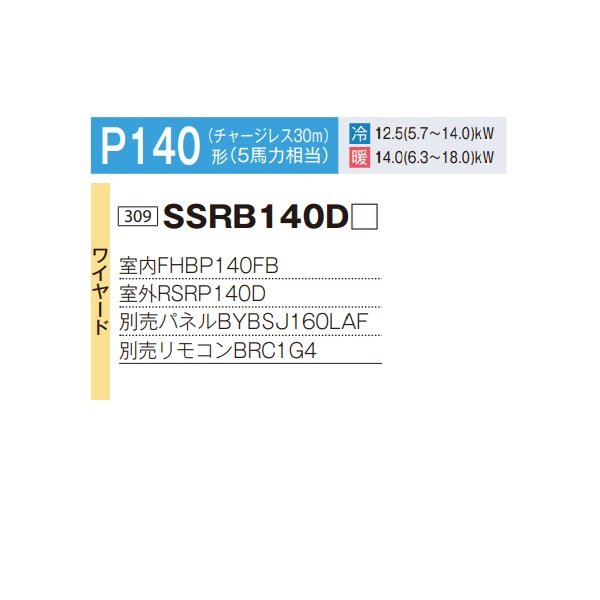 画像2: ダイキン SSRB140D 業務用エアコン 天井埋込カセット形 ビルトインHi ペア FIVESTARZEAS P140形 5馬力 三相 ワイヤード ♪ (2)
