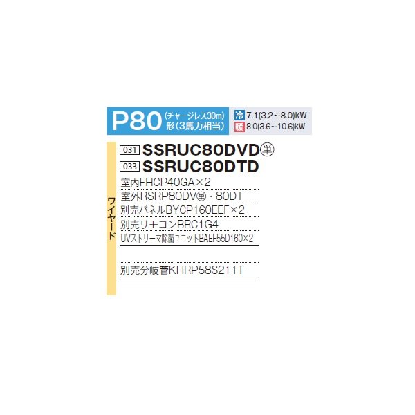 画像2: ダイキン 『SSRUC80DTD+分岐管』 業務用エアコン 天井埋込 UVストリーマ除菌 S-ラウンドフロー センシング ツイン FIVESTARZEAS P80 3馬力 三相 ワイヤード ♪ (2)